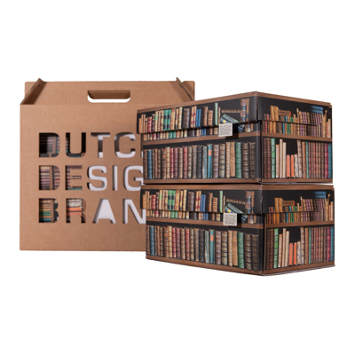 Afbeelding van Dutch Design Brand Opbergbak Storage Box Medium Set Van 2 Karton Books Boeken 33,2x24,2x16,5cm