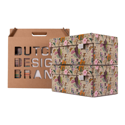 Afbeelding van Dutch Design Brand Opbergbak Storage Box Medium Set Van 2 Karton Botanical Botanisch 33,2x24,2x16,5cm