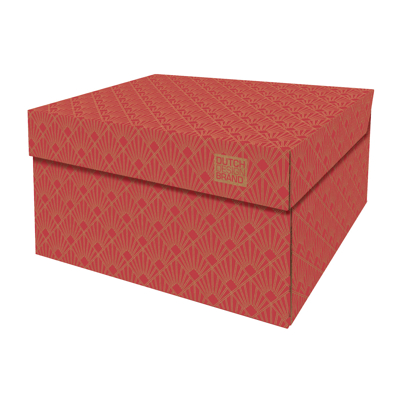 Afbeelding van Dutch Design Brand Opbergbak Storage Box Van Karton Art Deco Velvet Red Rood 38,9x31,3x20,6cm