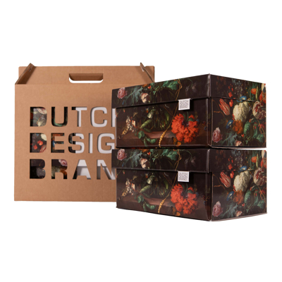 Afbeelding van Dutch Design Brand Opbergbak Storage Box Medium Set Van 2 Karton Flowers Bloemen 33,2x24,2x16,5cm