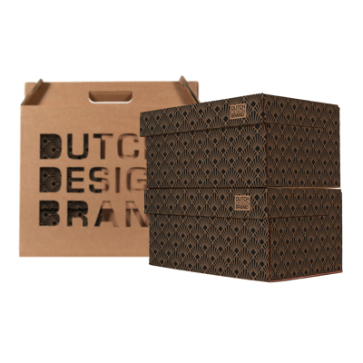 Afbeelding van Dutch Design Brand Opbergbak Storage Box Medium Set Van 2 Karton Art Deco Night Sky 33,2x24,2x16,5cm