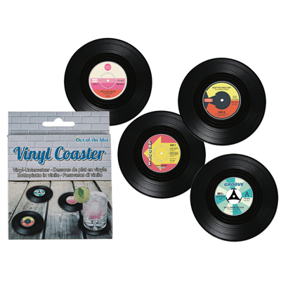 Afbeelding van Out of the Blue Glasonderzetter Vinyl Coaster Set Van 4 LP Singles Zwart Multi Ø10cm