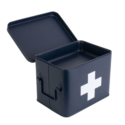 Afbeelding van Pt Verbandtrommel Medicine Box Cross Medium Donker Blauw 21,5x15,5x16cm