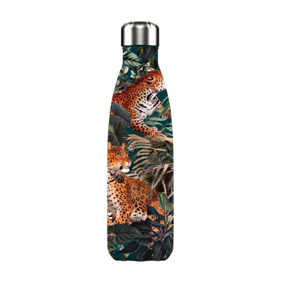 Afbeelding van Thermosfles Zwart Leopard 500 Ml RVS Chilly&#039;s Tropical Edition L 7 X B H 26 Cm