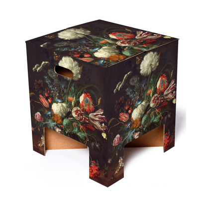 Afbeelding van Dutch Design Brand Kruk Chair Van Karton Flowers Bloemen 30x30x34cm
