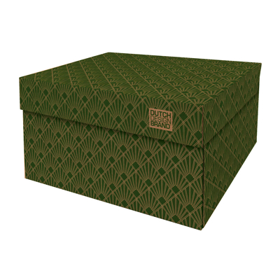 Afbeelding van Dutch Design Brand Opbergbak Storage Box Van Karton Art Deco Velvet Green 38,9x31,3x20,6cm