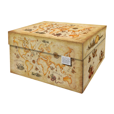 Afbeelding van Dutch Design Brand Opbergbak Storage Box Van Karton Ancient World Map Wereldkaart 38,9x31,3x20,6cm