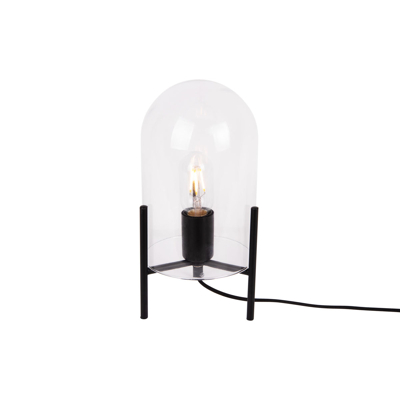 Afbeelding van Tafellamp Glass Bell helder, zwart frame Tafellampen
