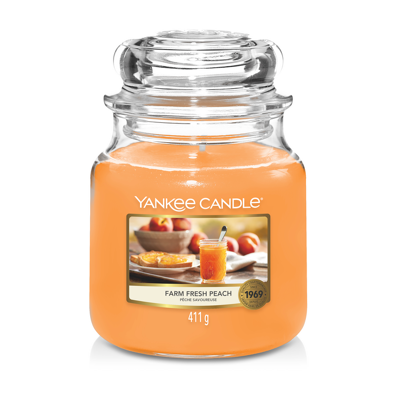 Afbeelding van Yankee Candle Geurkaars Medium Farm Fresh Peach 13 cm / ø 11