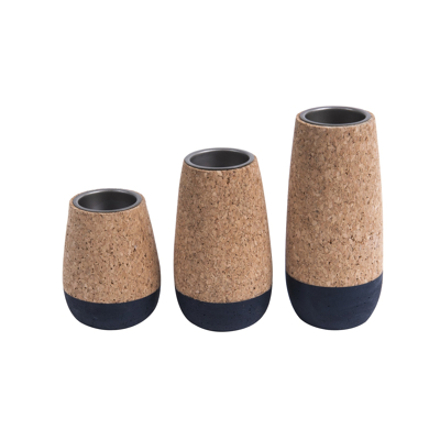 Afbeelding van Present time tealight set cone cork blue dip 3pcs