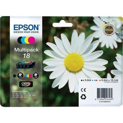 Afbeelding van Epson 18 (C13T18064010) Inktcartridge 4 kleuren Voordeelbundel