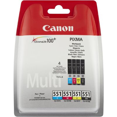 Afbeelding van Canon CLI 551 C/M/Y/BK Inktcartridge 4 kleuren Voordeelbundel