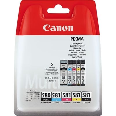 Afbeelding van Canon PGI 580/CLI 581 BK/CMYK Inktcartridge 5 kleuren Voordeelbundel