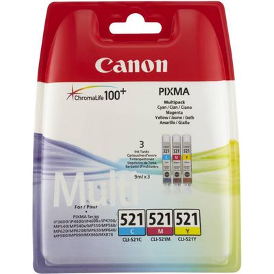 Afbeelding van Canon CLI 521C/M/Y Inktcartridge 3 kleuren Voordeelbundel