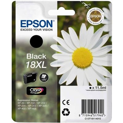 Afbeelding van Epson 18XL (C13T18114012) Inktcartridge Zwart Hoge capaciteit