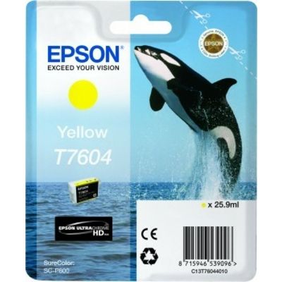 Afbeelding van Epson Inktcartridge T7604 Geel hoge capaciteit 25,9 ml voor SureColor SC P600