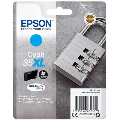 Afbeelding van Epson 35XL (C13T35924010) Inktcartridge Cyaan Hoge capaciteit
