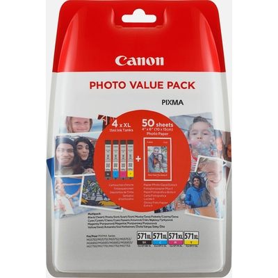 Afbeelding van Canon CLI 571XL BK/C/M/Y + Photo pack Inktcartridge 4 kleuren Voordeelbundel Hoge capaciteit