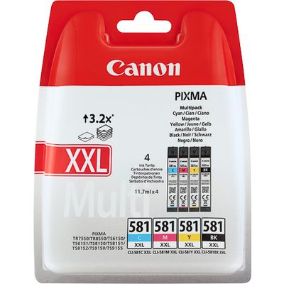 Afbeelding van Canon CLI 581XXL C/M/Y/BK Inktcartridge 4 kleuren Voordeelbundel Extra hoge capaciteit