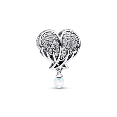 Afbeelding van Pandora 792980C01 Charm Sparkling Angel Wings &amp; Heart Bedel Bedels horloge Zilverkleur