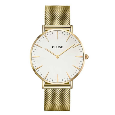 Afbeelding van CLUSE CW0101201009 LA Boheme Mesh Goldplated White horloge