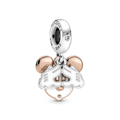 Afbeelding van Pandora 780112C01 Disney Mickey Mouse Dubbele Hangende Bedel Bedels horloge RosekleurZilverkleur