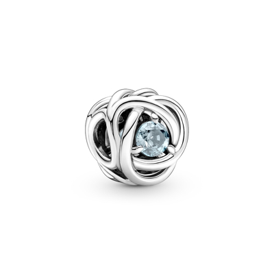 Afbeelding van Pandora 790065C09 Maart Geboortesteen Zeeblauwe Oneindige Cirkel Bedel sieraden horloge Zilverkleur