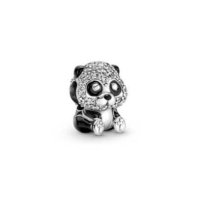Afbeelding van Pandora 790771C01 Sprankelende Schattige Panda Bedel Bedels horloge ZilverkleurZwart