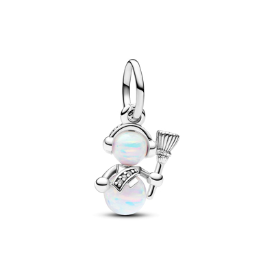 Afbeelding van Pandora 792981C01 Opalescent Snowman Hangende Bedel Bedels horloge Zilverkleur