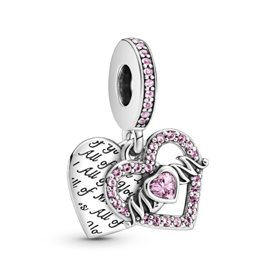 Afbeelding van Pandora 799402C01 Moments Heart &amp; Mum Hangende Bedel Bedels horloge Zilverkleur