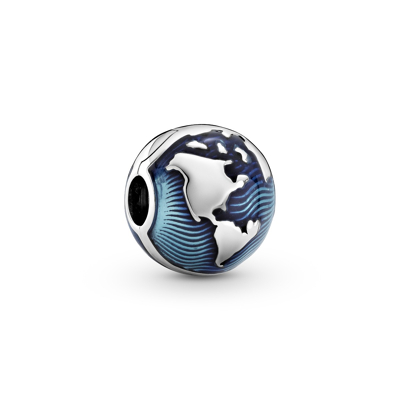 Afbeelding van Pandora 799429C01 Blauwe Wereldbol Clipbedel Bedels horloge BlauwZilverkleur