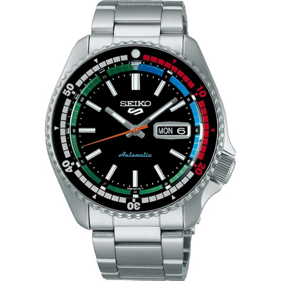 Afbeelding van Seiko SRPK13K1 5 Sports Horloge Automaat staal zilverkleurig zwart 42,5 mm