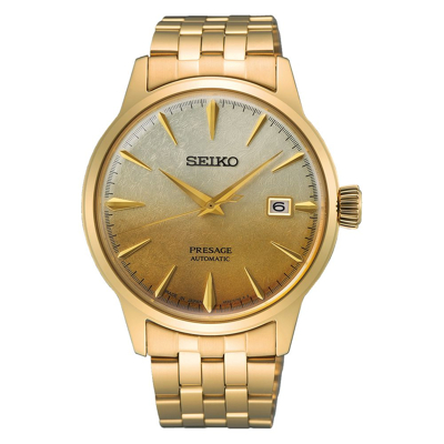 Afbeelding van Seiko Presage SRPK46J1 Cocktail Time Gold Herenhorloge inStock horloge Hoge Marge Goudkleur