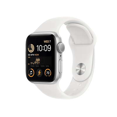 Afbeelding van Apple Watch SE 2022 40mm Zilver (Witte Siliconenband)