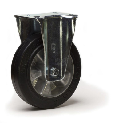 Image de Roulette fixe diamètre 250 mm caoutchouc EASYROLL NOIR roulement à billes 450 Kg