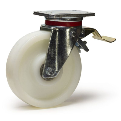 Image de Roulette pivotante à frein diamètre 200 mm roue polyamide 6 blanc renforcée 1000 Kg