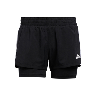 Abbildung von adidas Pacer 3 Stripes 2in1 Shorts Damen Schwarz, Weiß, Größe L