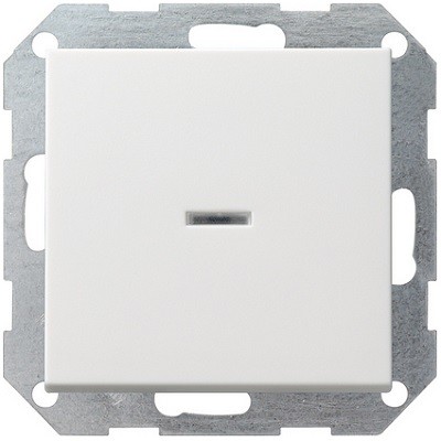 Afbeelding van Gira Systeem 55 drukvlak controle schakelaar zuiver wit mat 2 polig
