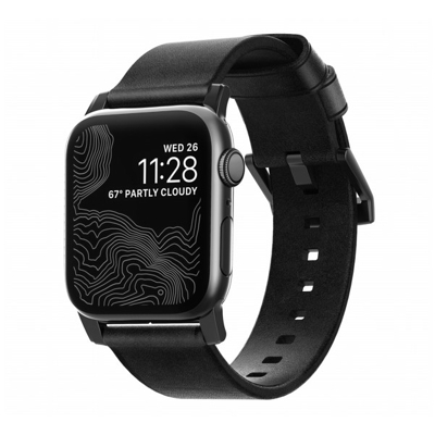 Afbeelding van Nomad modern slim leather strap Apple Watch 42mm / 44mm 45mm 49mm zwart NM1A41BM00