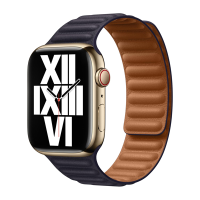 Abbildung von Apple Watch Armband Original Echtes Leder Blau Geeignet für Series 1 9 / SE Ultra (2)