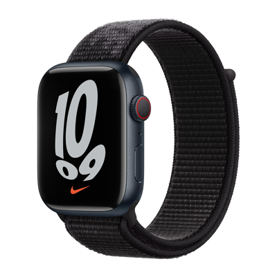 Abbildung von Nike Apple Watch Armband Stoff Schwarz Geeignet für Series 1 9 / SE