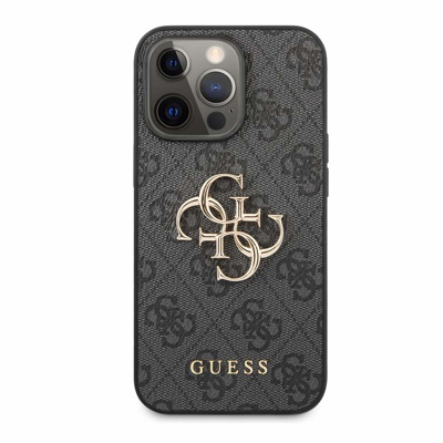 Abbildung von Guess 4G Metal Logo Hülle iPhone 13 Pro Grau GUHCP13L4GMGGR