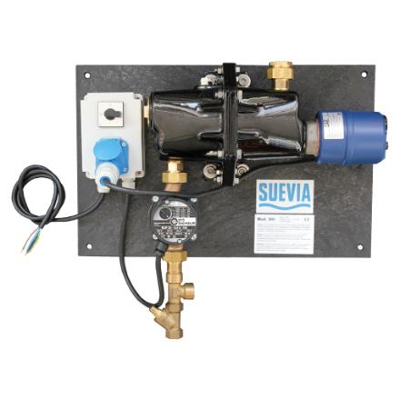 Afbeelding van Suevia Rondpompsysteem Model 303 220 V 3000 Watt Met Verwarmingselement Voor het Vorstvrij Houden van Meerdere Drinkbakken Gietijzer