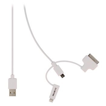 Billede af 3 I 1 Opladerkabel USB A Han Micro B 1.00 m Hvid