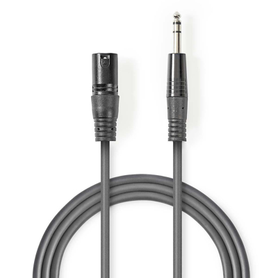 Billede af Balanceret Audio kabel XLR 3 Pin Hanstik 6.35 mm Nikkelplateret 3.00 m Runde PVC Mørkegrå Kartonhylster
