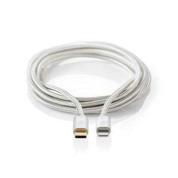 Billede af USB kabel 2.0 Apple Lightning 8 pin Type C Han 480 Mbps 18 W Guldplateret 1.00 m Runde Flettet / Nylon Aluminium Sølv Cover Window Box