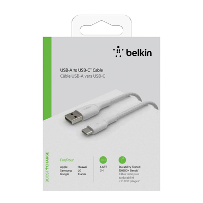 Billede af Belkin Boost Charge USB C Braided Cable 2 Meter Hvid