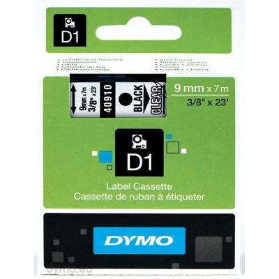 Billede af Dymo D1 tape 9mm x 7 mtr., sort/klar