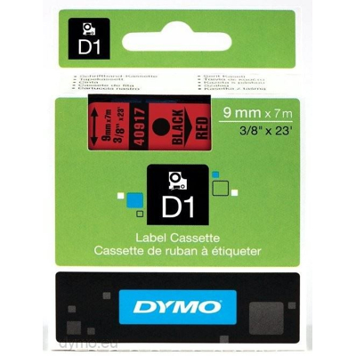 Billede af Dymo 40917 D1 standardtape sort på rød 9mm x 7m Kompatibel S0720720