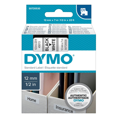 Billede af Dymo D1 Standard Black on White 12mm Labelprinter &amp; tilbehør
